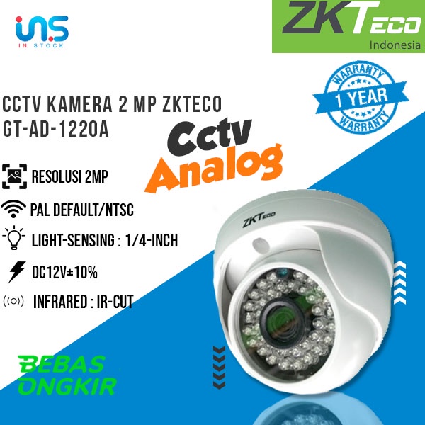 KAMERA CCTV ANALOG ZKTECO GT-AD-1220A 2MP GGT-AD-1220A 2MP BERGARANSI