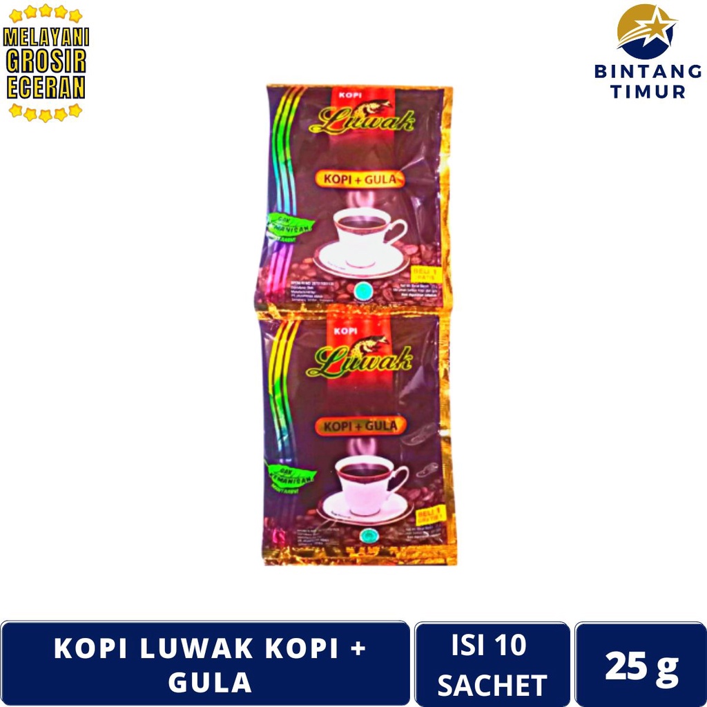 

LUWAK Luwak Kopi + Gula Isi 10 Sachet/25g Saset Coffee