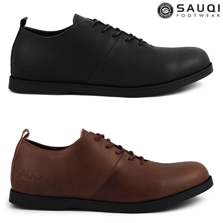 BIG SALE!! Sauqi Footwear Vegas Sepatu Formal Bertali Kulit Sapi Asli Sepatu Pria Kantor