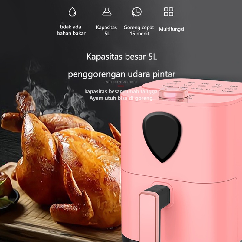 KAISA VILLA Air Fryer Low Watt 5L 650W Pink