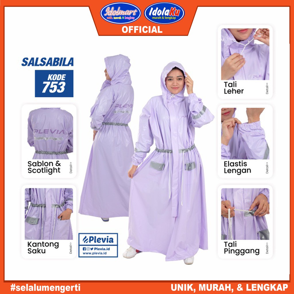 IDOLAKU Jas Hujan Plevia Gamis Salsabila 753 / Jas Hujan Gamis 753 / Jas hujan rok - Plevia semarang
