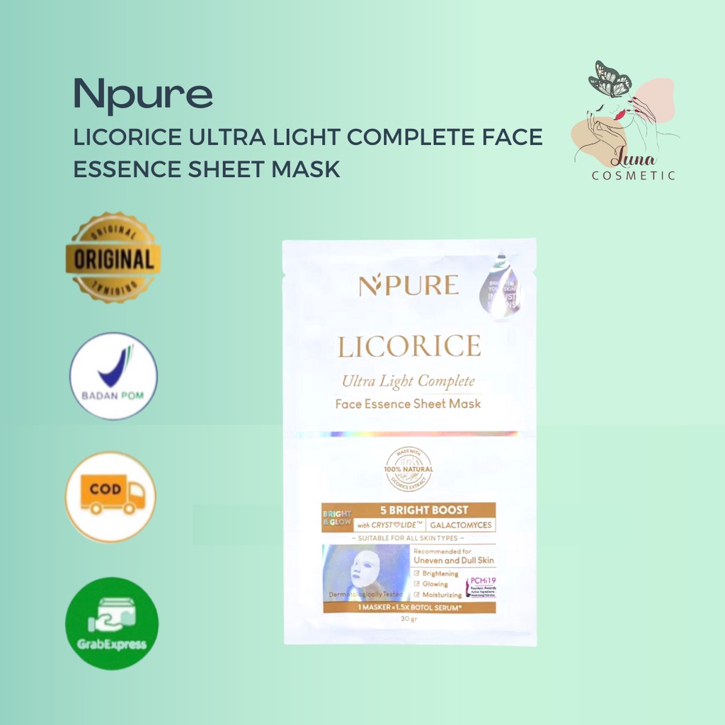 NPURE LICORICE ULTRA LIGHT COMPLETE FACE ESSENCE SHEET MASK