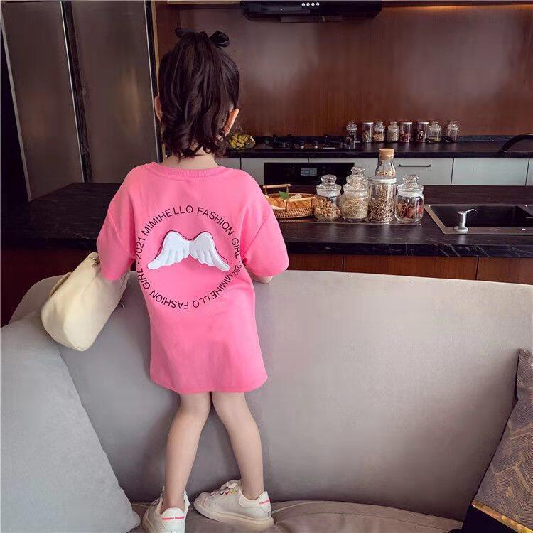 [PRINCESS KESLI] 1-8tahun Dress kaos angle sayap bidadari  pink yellow cotton Baju anak perempuan Pakaian anak cewek Dress Baju atasan perempuan anak perempuan