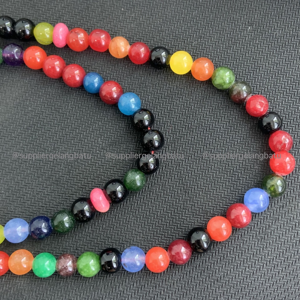 tasbih batu MULTICOLOUR ONYX 10mm 99 butir premium tasbeh PANCAWARNA