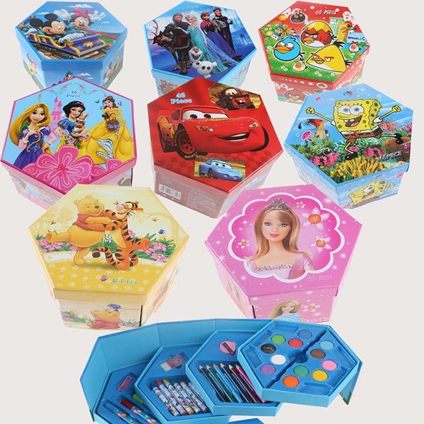 COD Crayon Segi 6 enam 46 pcs Karakter Kartun Disney Coloring Crayons