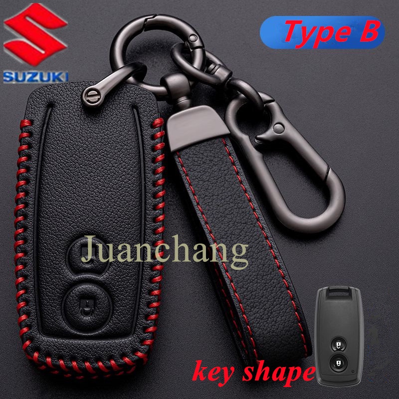 Casing Kunci Remote Mobil 3 Tombol Bahan Kulit Untuk Suzuki Vitara Swift Ignis Kizashi SX4 Baleno Ertiga 2016 2017 2018 2019