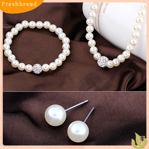 Set Perhiasan Kalung Gelang Anting Kristal Mutiara Tiruan Untuk Pengantin Wanita