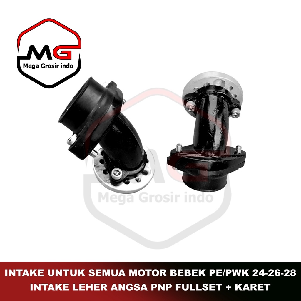 INTAKE MANIFOLD INTEK MIRING PUTAR LEHER ANGSA 24 26 28 UNTUK SEMUA MOTOR BEBEK SMASH SUPRA GRAND RE