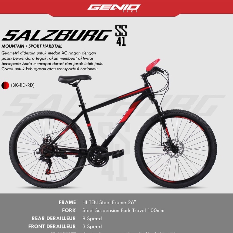 Sepeda Gunung GENIO SALZBURG 26 Inch 3x8 speed cakram depan belakang by United Bike