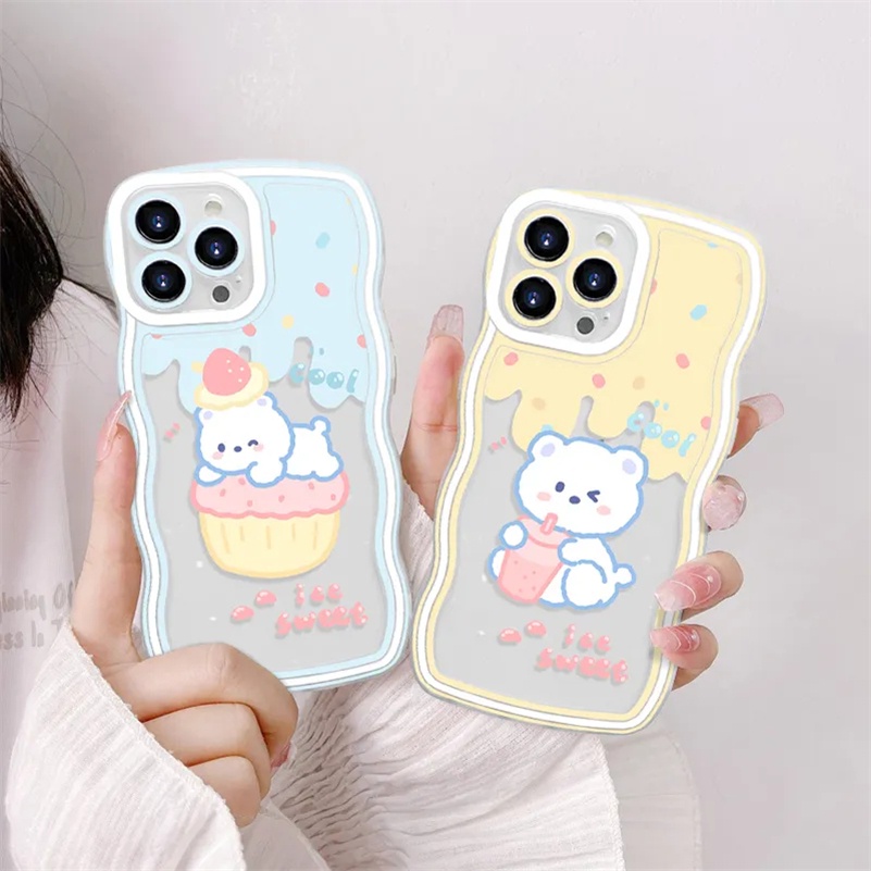 Casing Soft Case Karet Tebal Motif Kartun Beruang Untuk iPhone 14 13 12 11 Pro Max X Xr Xs Max 8 7 6 6s Plus