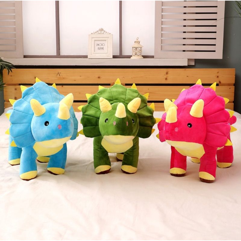 Boneka Dinosaurus Triceratops Bahan Yelvo Ukuran 40cm