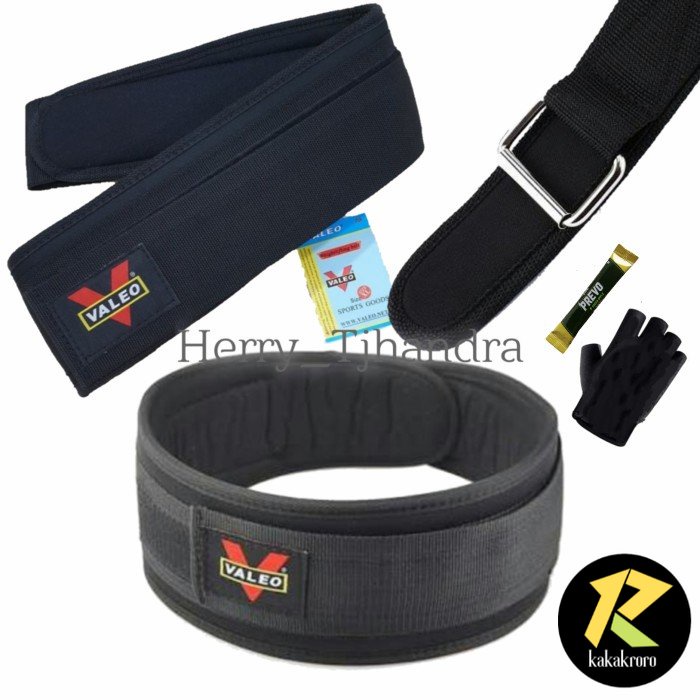 Valeo Belt Fitness Original Import | Lifting belt weight | Sabuk Gym - Bonus Glove, S