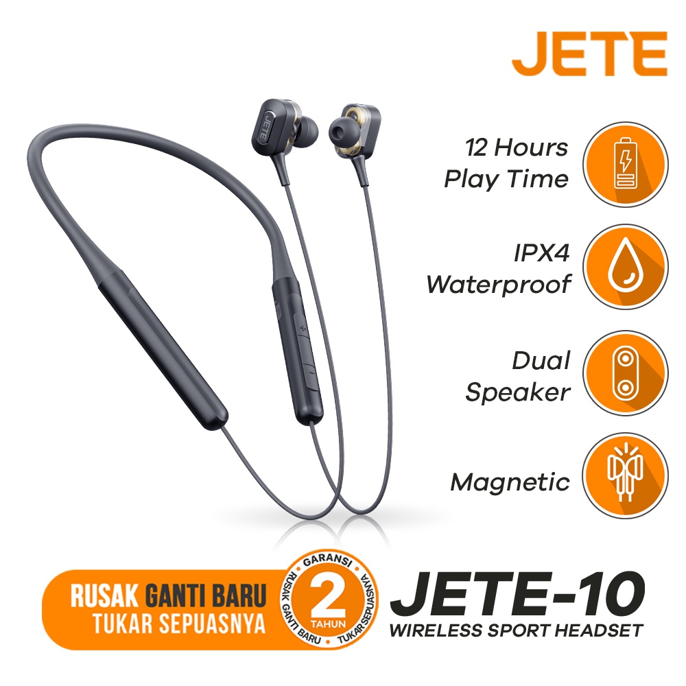 Sport Headset Necklace Bluetooth JETE 10 Pro - Garansi 2 Tahun