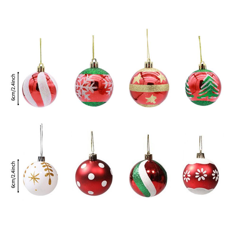 Timekey 6Pcs Ornamen Gantung Bola Glitter 6cm Untuk Dekorasi Pohon Nataltahun Baru H8K6