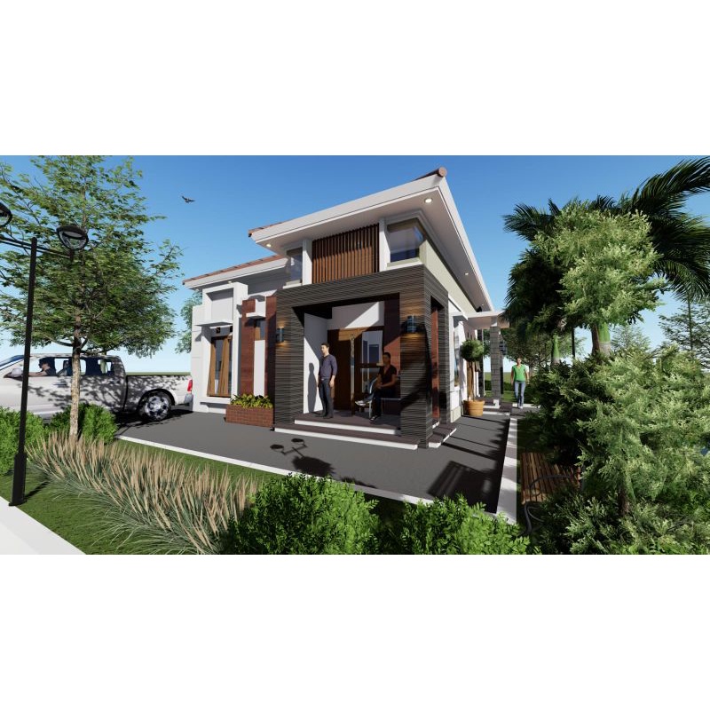 desain rumah minimalis 8x11 dengan 3 kamar, (lahan 12x20) kekinian