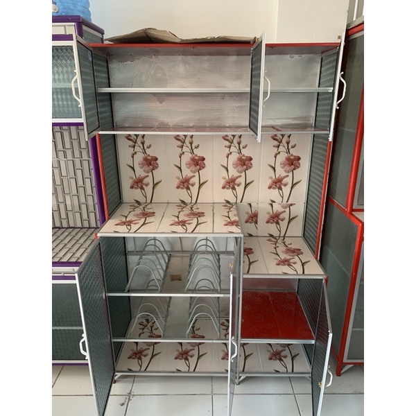 Rak Piring Metro 3 Pintu Aluminium kaca