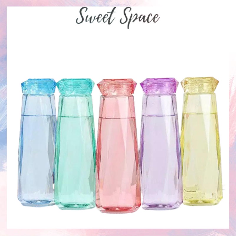 BOTOL MINUM KACA WARNA 450 ML BENING DIAMOND [SWEETSPACE]