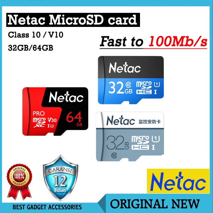 NETAC Micro SD Class 10 microsd 98 MBps 64 GB kartu memori kelas 10 Memory Card hp Ultra 32G