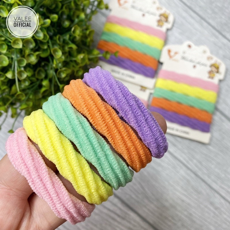 [5 Pcs] Ikat Rambut Ponytail Korea Set isi 5 Pcs / Karet Rambut / Kuncir Rambut Warna Warni