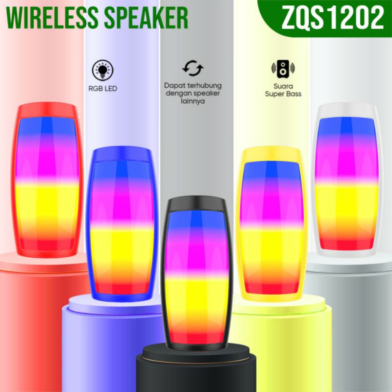 Speaker Bluetooth ZQS1202 Mini Lampu RGB Spiker Portable Wireless TG157 Pulse Lampu LED