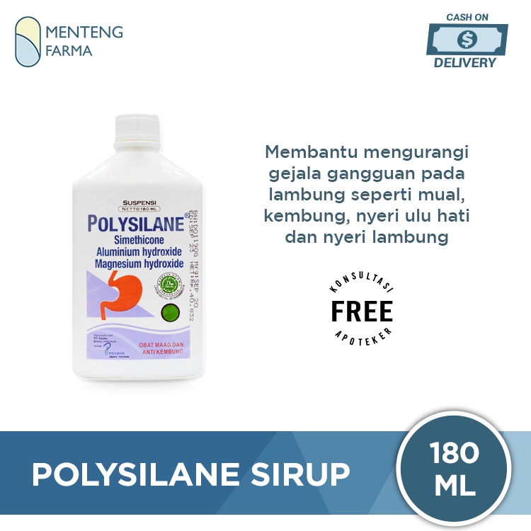 Polysilane Sirup 180 mL - Pereda Nyeri Maag, Asam Lambung, Kembung