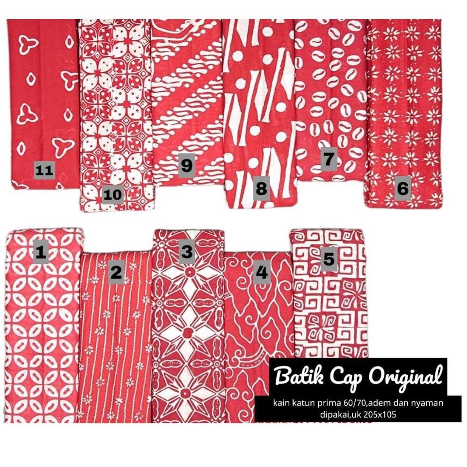 SD1 KAIN BATIK CAP GARUTAN HANDMADE SERI WARNA PUTIH MERAH ◦ IDI.18Oc22g