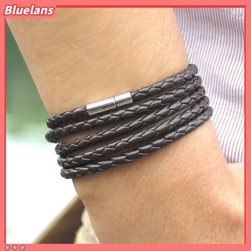 Gelang Multilayer Bahan Kulit Imitasi Untuk Unisex