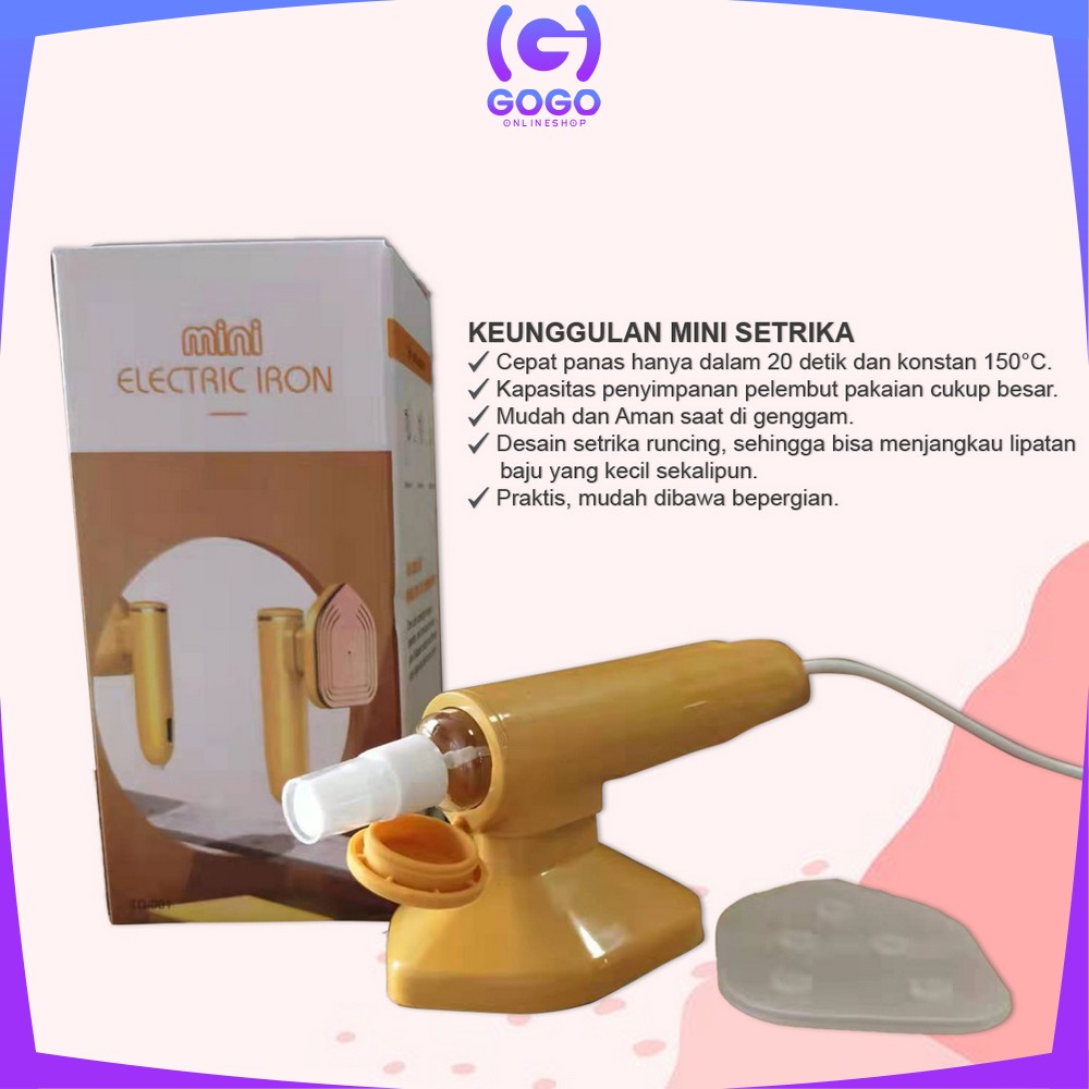 GOGO-C426 Setrika Mini Portable Travel / Setrika Traveling / Setrika Uap Mini Setrikaan Listrik Electric Steam Gosokan Pakaian