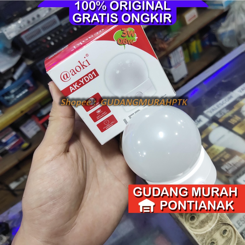 Lampu Tidur 3W dan 0.6W Cahaya Putih Dan Kuning Aoki AK YD01 ORIGINAL