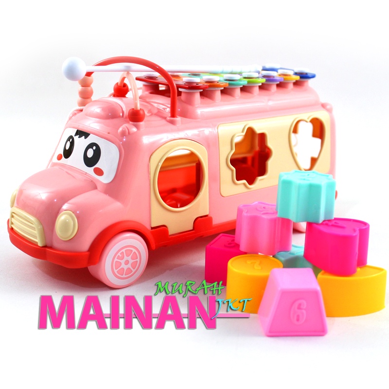 MAINANKEI MAINAN ANAK MURAH BUS XYLOPHONE YE20 MAINAN ANAK MOBIL BUS MUSIC BLOCK EDUKASI