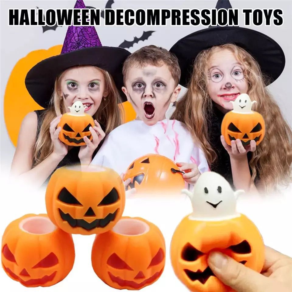 ELITEE Mainan Squishy Labu Pumpkin Pop it Karet Silikon Balon Silicone Pencet Lentur Aman