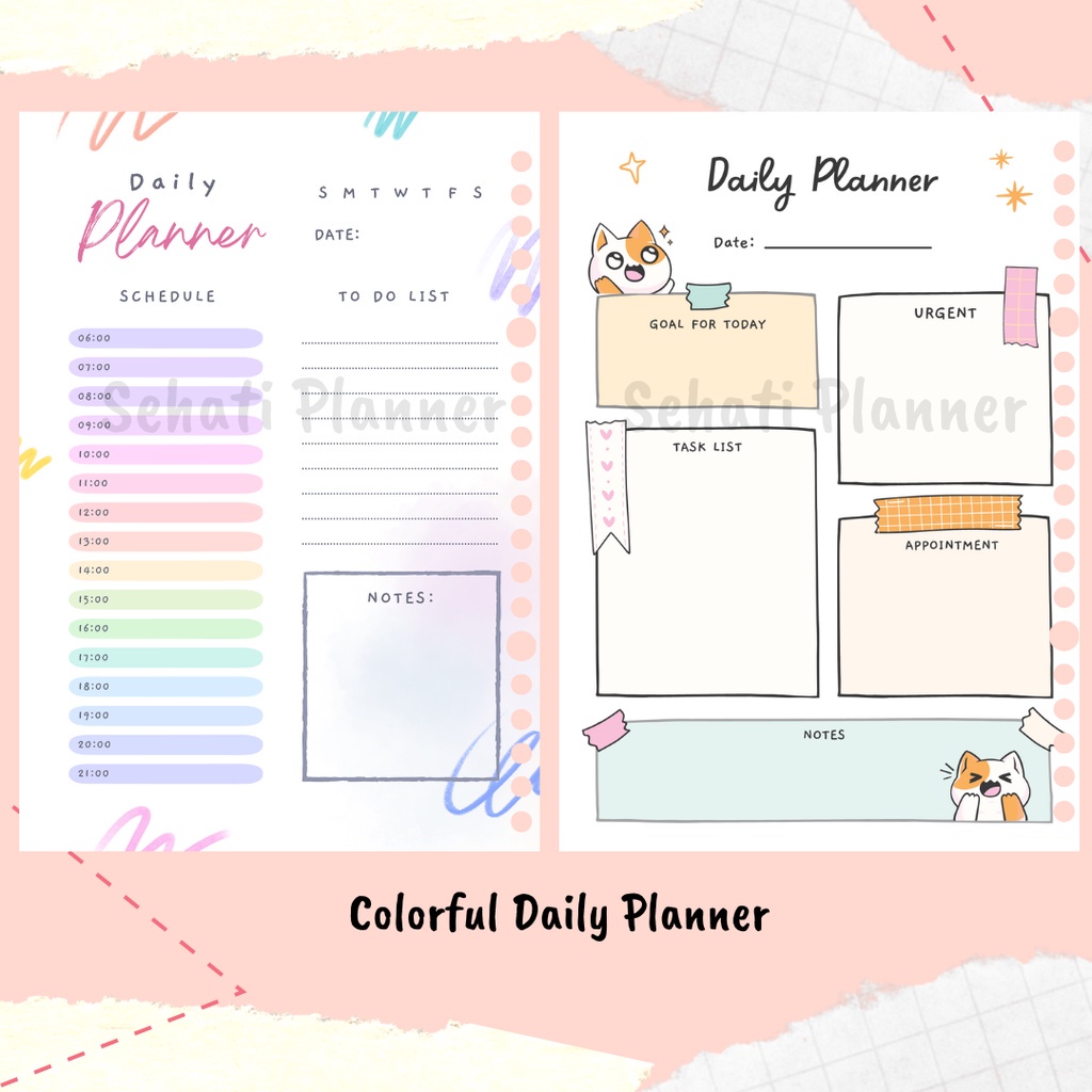 

Colorful Daily Planner A5 & B5 Kertas Binder Loose Leaf / Bullet Journal / Sehati Planner .