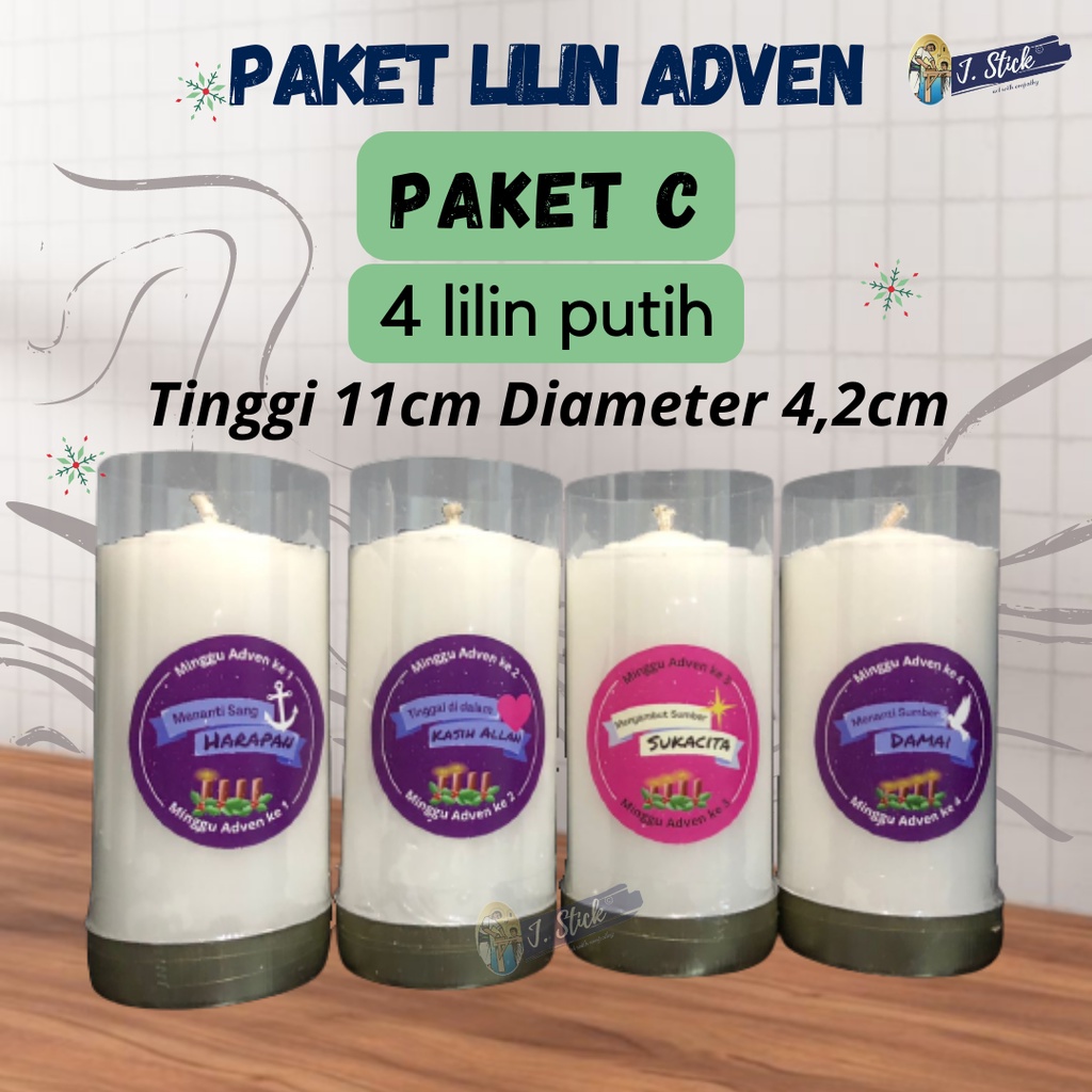 Lilin Rohani Katolik, Lilin Doa, Lilin Adven 11 cm (4pcs)