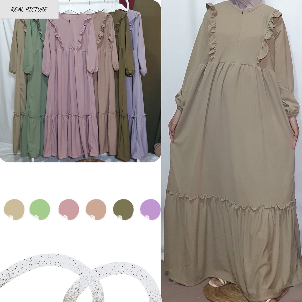 Dailythings Gamis JUMBO Arbila BUSUI Rempel Ukuran Fit L sampai XXL LD 108cm PB 135cm