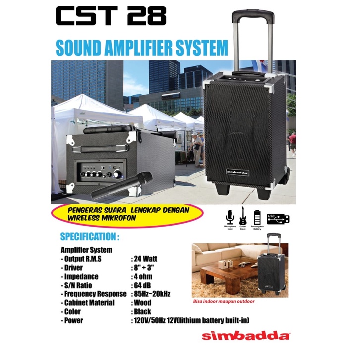 SPEAKER SIMBADDA CST 28N MIC WIRELESS ORIGINAL Trolley Amplifier CST28 SPEAKER SIMBADDA CST28