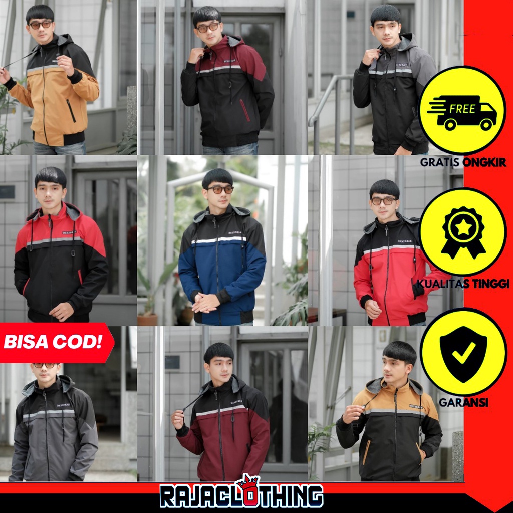 RCL - Jaket Pria Bolak Balik Taslan / Jaket BB Waterproof / Jaket Motor / Jaket Murah HGR