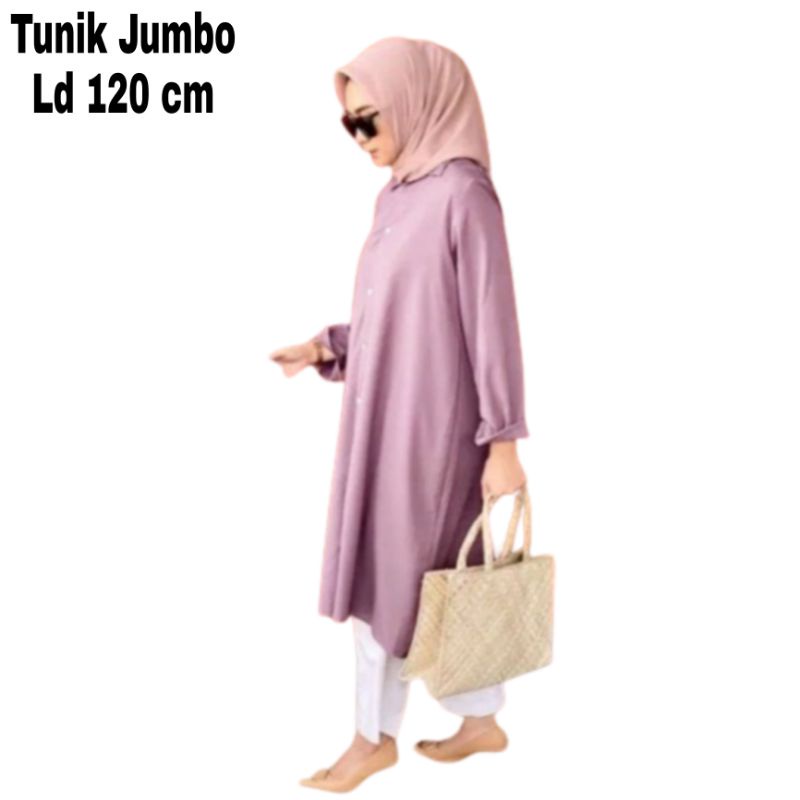 Baju Tunik Jumbo Ld 120 cm Busui Bumil Bahan Moscrepe Atasan Oversize Kemeja Tunik Wanita Dewasa Big Size Terbaru 2023 Kekinian Murah qila