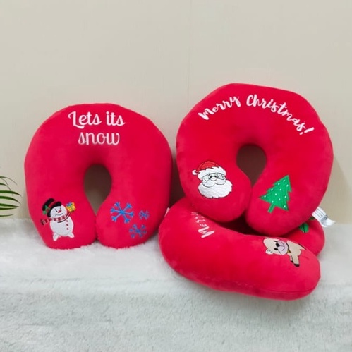 Bantal Leher Natal Size 29cm/bantal natal/kado natal/hiasan natal/Bantal Leher Santa Reinder Snowman