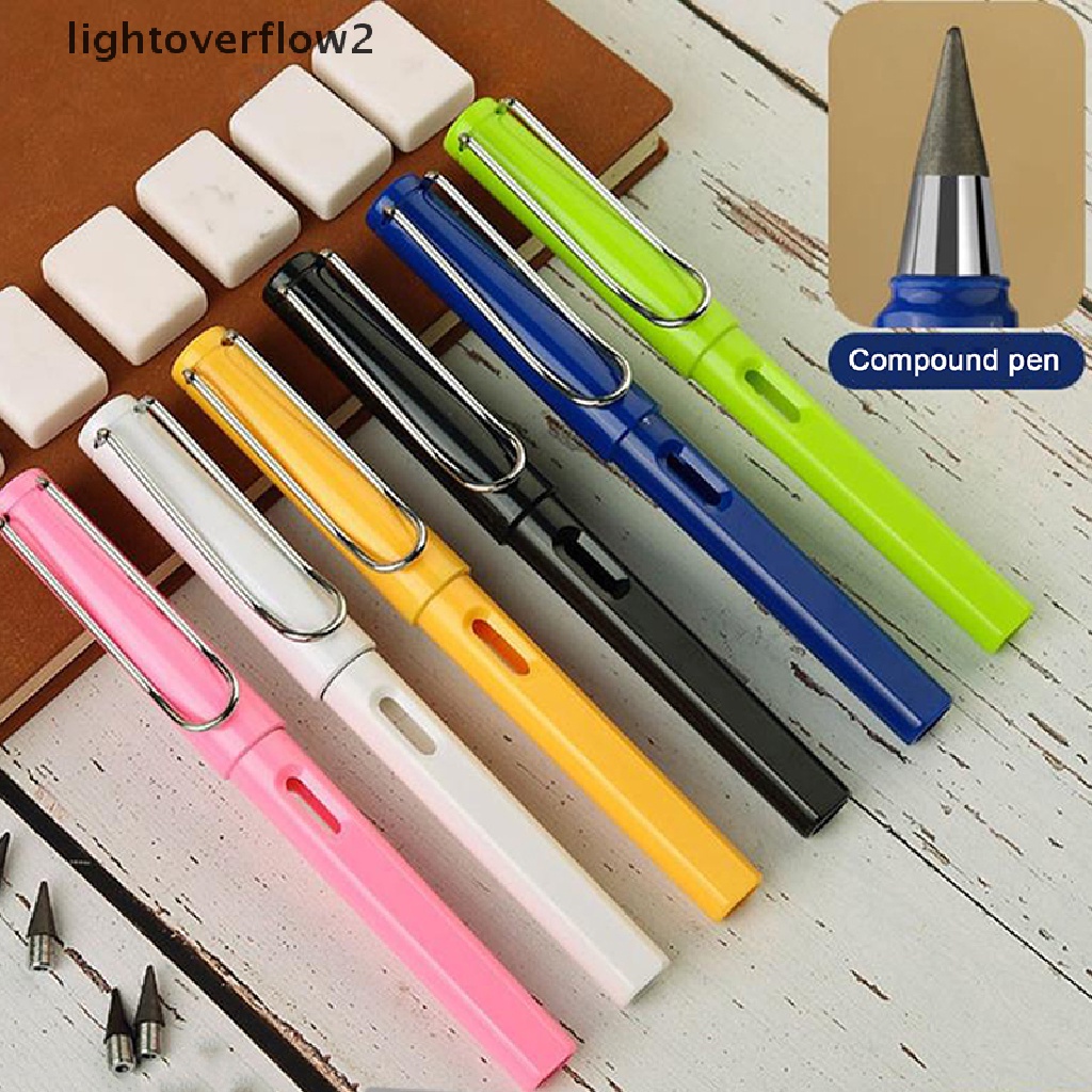 (lightoverflow2) Set Pensil Alis / Eyeliner Portable Tanpa Tinta Dapat Diganti (ID)