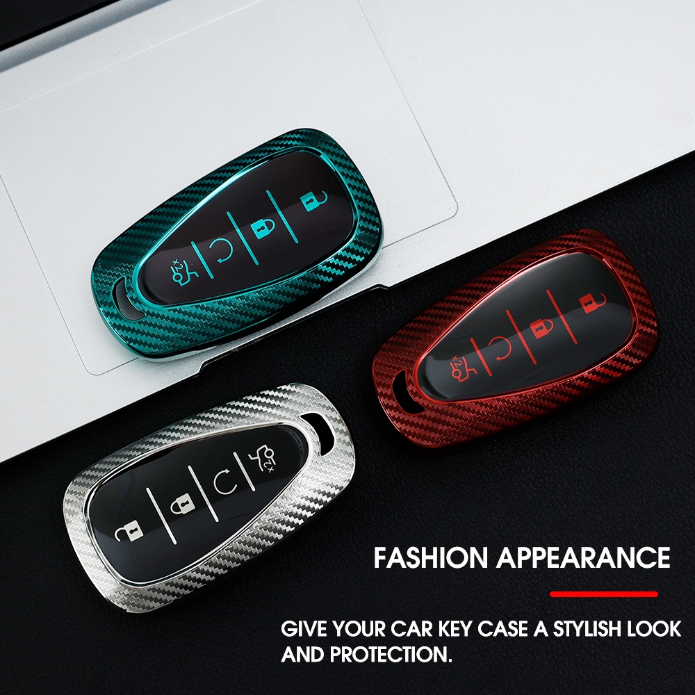 Casing Kunci Remote Mobil Bahan Karbon Fiber Untuk Chevrolet Camaro Cruze Malibu