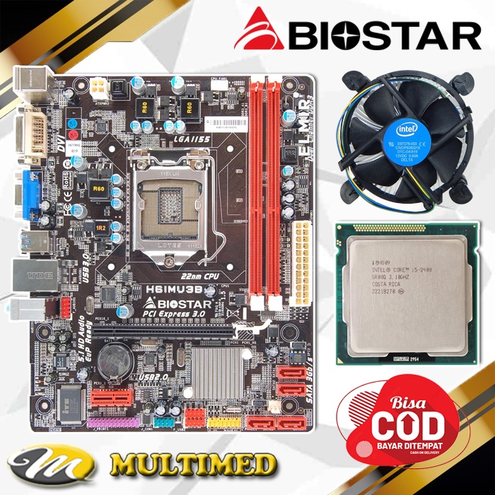 Paket Mainboard 1155 H61 Ddr3 + Core i5 2400 + FAN