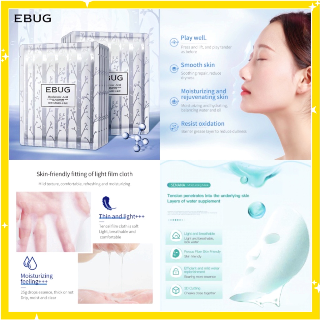 EBUG Hyaluronic Moisturize Sheet Mask Masker Wajah BQ039