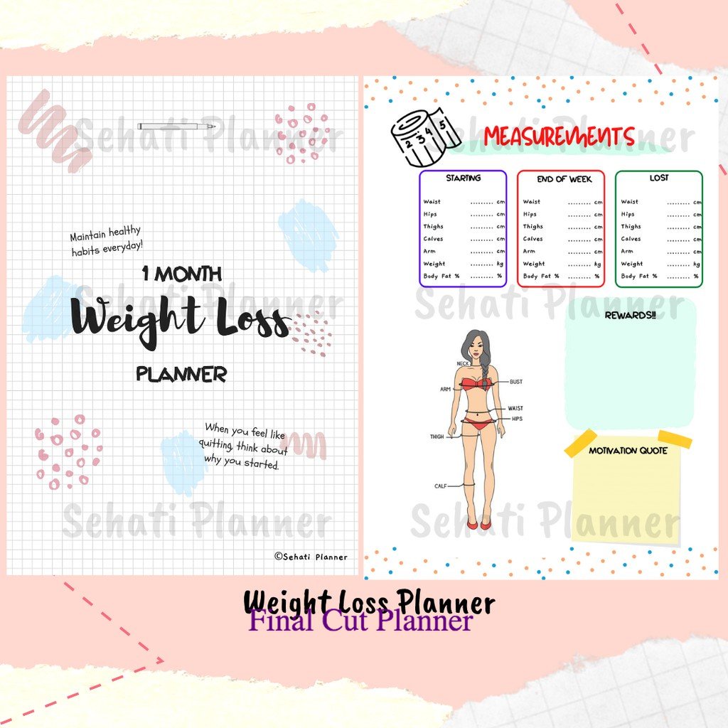

Weight Loss Planner / Bullet Journal / Kertas Binder Loose Leaf A5 & B5 / Sehati Planner .