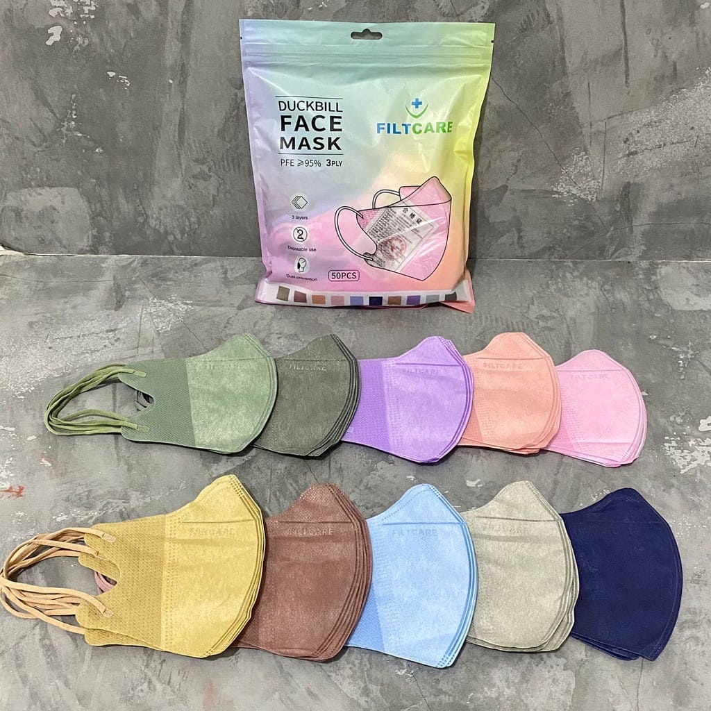 MASKER DUCKBILL WARNA FILTCARE 50PCS PREMIUM QUALITY 3D KEMENKES RI