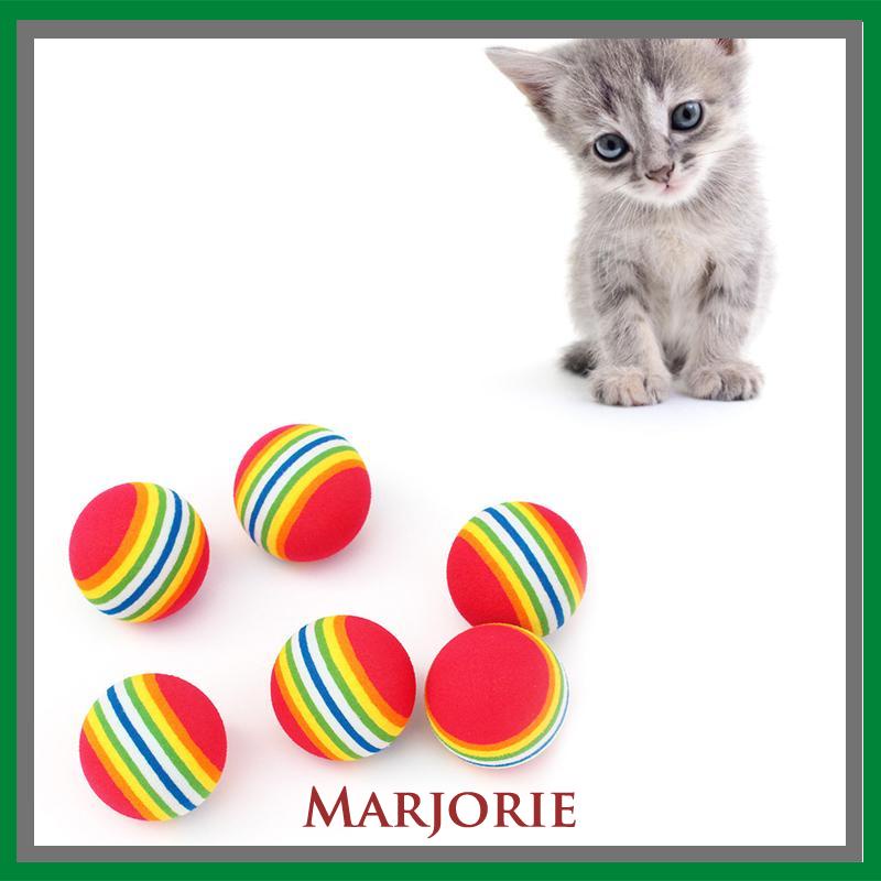 Pet Cat Puppy Toy Ball Rainbow Mengunyah Bola Interaktif Tumbuh Gigi Mainan Menyenangkan - SD-MJD