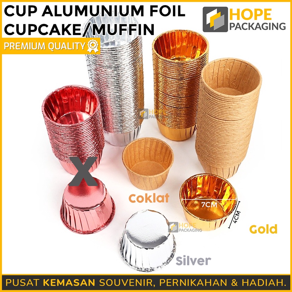 [ ISI 10 Pcs ] Cup Alumunium Foil Cupcake / Muffin Dessert / Paper Cup cake Muffin / Cup Tray