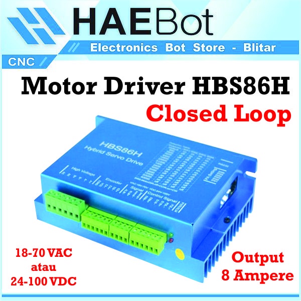 [HAEBOT] Motor Driver Hybrid HBS86H Closed Loop Servo 8A CNC Router Plasma Kabel Encoder Presisi Nema 34 Stepper Drive Controller Motor 24- 100 VDC