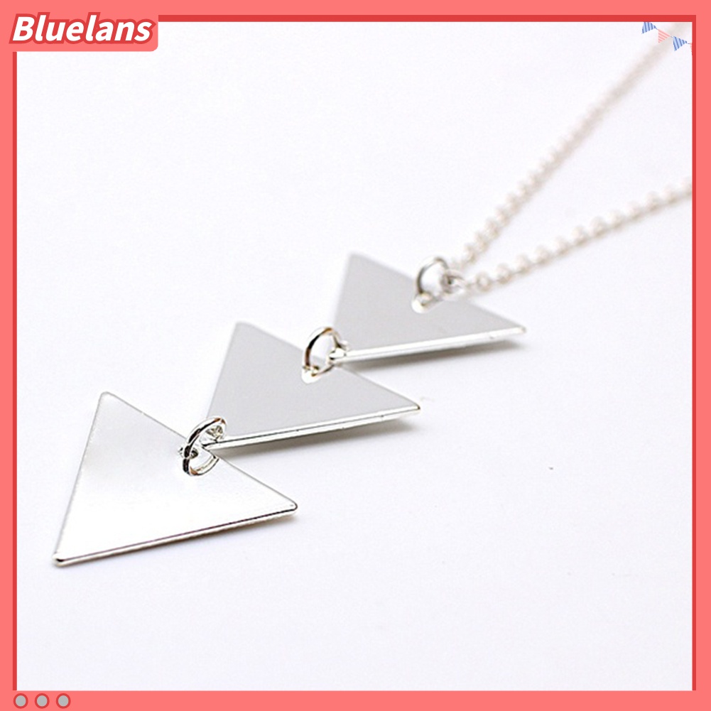 Bluelans Kalung Rantai Panjang Dengan Liontin Segitiga Geometris Untuk Wanita