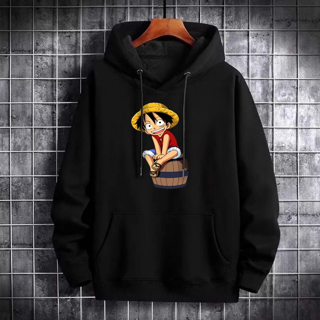 Sweater Jacket Hoodie Toonz Fashion Pria Karakter Anime Luffie Bahan Fleece Tebal