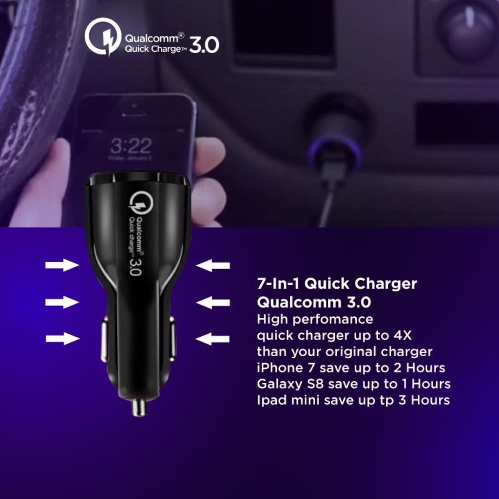 BK - 348 Cas Mobil Saver Mobil Charger Mobil Car Saver Taffware Car Charger Dual USB Port 3.1A QC3.0